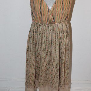 Scrapbook Sleeveless DressTan-Orange-Green Design